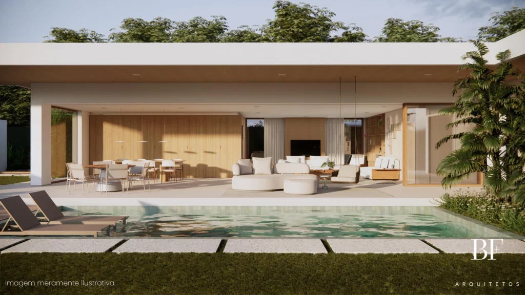 Área externa e piscina da Casa Itanhangá